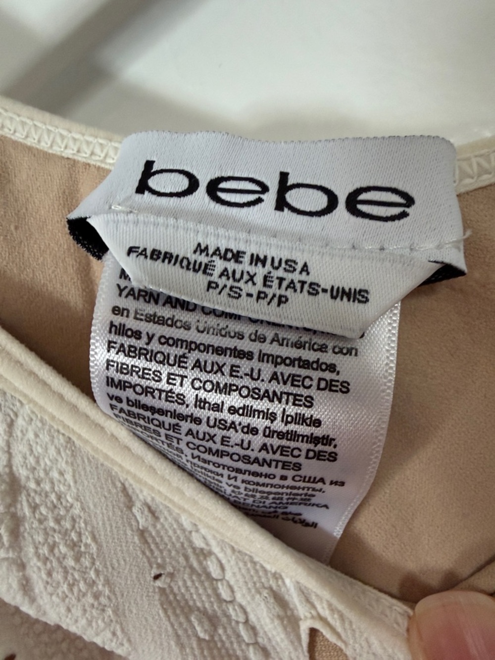bebe Cream Bodycon Stretch Knit Mini Dress Small - Picture 2 of 9